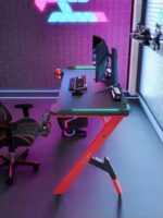 Escritorio Gamer Pc Con Luces Led Rgb Flx Darpa Red 120cm - Imagen 6