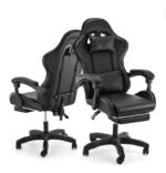 Silla Gamer Ergonomica Reclinable Con Apoya Pies Base Giratoria De Cuero Sintetico Black Mamba de Flixar - Imagen 4