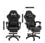 Silla Gamer Ergonomica Reclinable Con Apoya Pies Base Giratoria De Cuero Sintetico Black Mamba de Flixar - Imagen 5