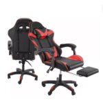 Silla Gamer Ergonomica Reclinable Con Apoya Pies Base Giratoria De Cuero Sintetico Red Darpa